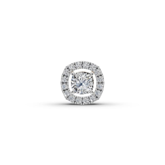 Endless Cascade Cushion Lab-Grown Diamond Halo Pendant in yellow gold, set with lab-grown diamonds
