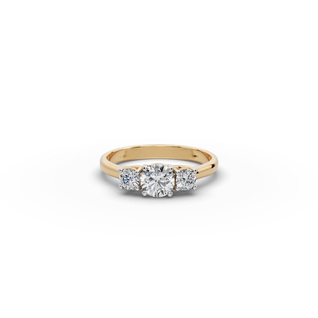 Celestial Trail Round Lab-Grown Diamond Three Stone Ring in yellow gold, set with lab-grown diamonds