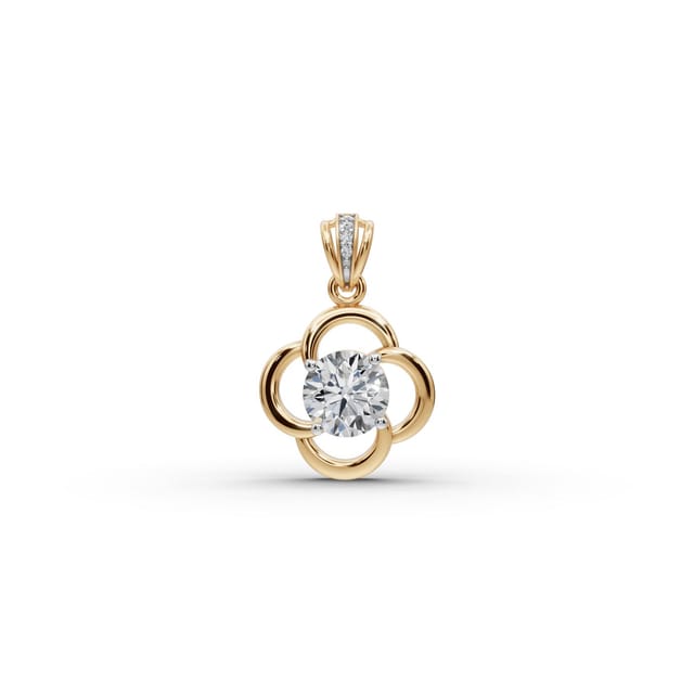 Serene Muse Round Lab-Grown Diamond Solitaire Pendant in yellow gold, set with lab-grown diamonds