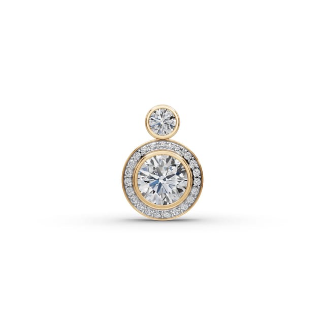 Majestic Trail Round Lab-Grown Diamond Halo Pendant in yellow gold, set with lab-grown diamonds
