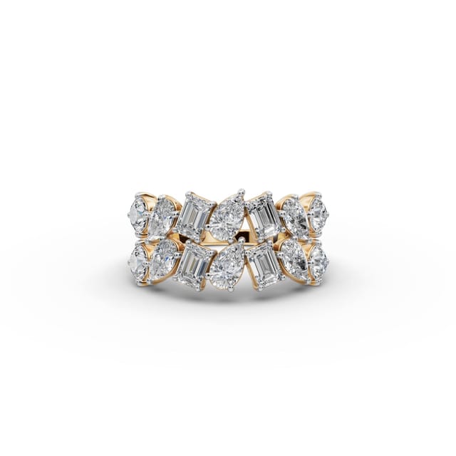 Regal Aura Pear Lab-Grown Diamond Bands Ring in yellow gold, set with lab-grown diamonds