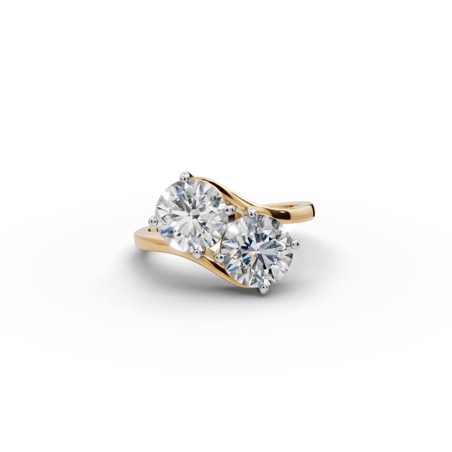 Golden Promise Round Lab-Grown Diamond Two Stone Toi Et Moi in yellow gold, set with lab-grown diamonds
