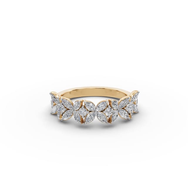 Opulent Cascade Marquise Lab-Grown Diamond Bands Ring in yellow gold, set with lab-grown diamonds