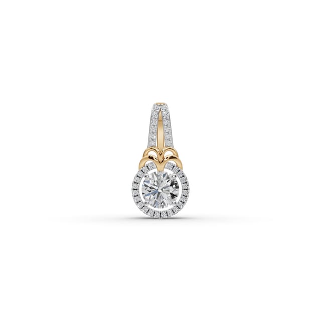 Infinite Whisper Round Lab-Grown Diamond Halo Pendant in yellow gold, set with lab-grown diamonds