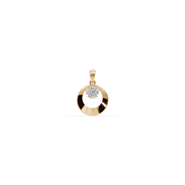 Delicate Ember Round Lab-Grown Diamond Cluster Pendant in yellow gold, set with lab-grown diamonds