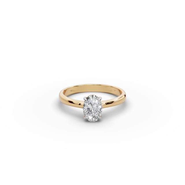 Everlasting Line Oval Lab-Grown Diamond Solitaire Ring in yellow gold, set with lab-grown diamonds