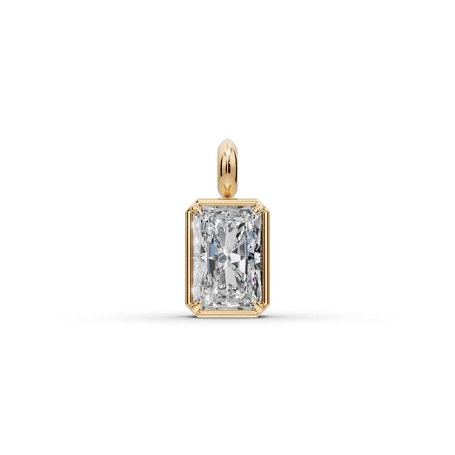 Endless Cascade Radiant Lab-Grown Diamond Solitaire Pendant in yellow gold, set with lab-grown diamonds