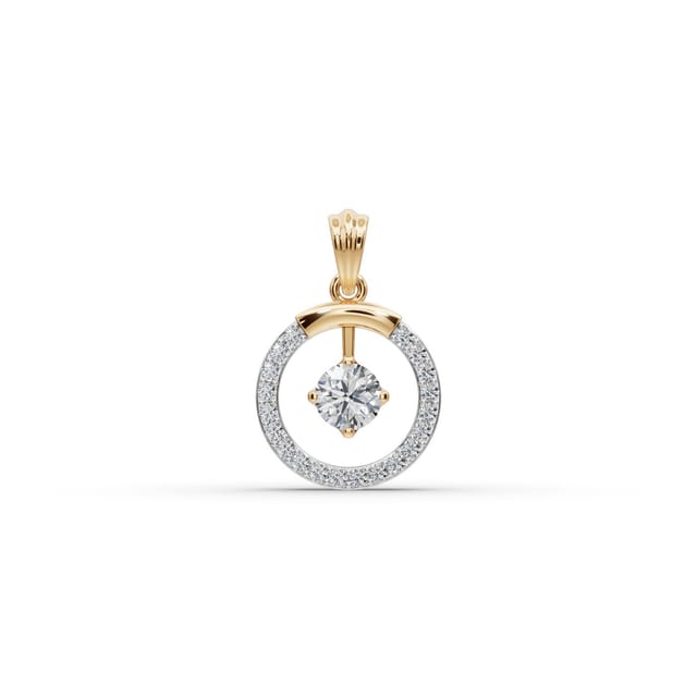 Classic Light Round Lab-Grown Diamond Solitaire Pendant in yellow gold, set with lab-grown diamonds