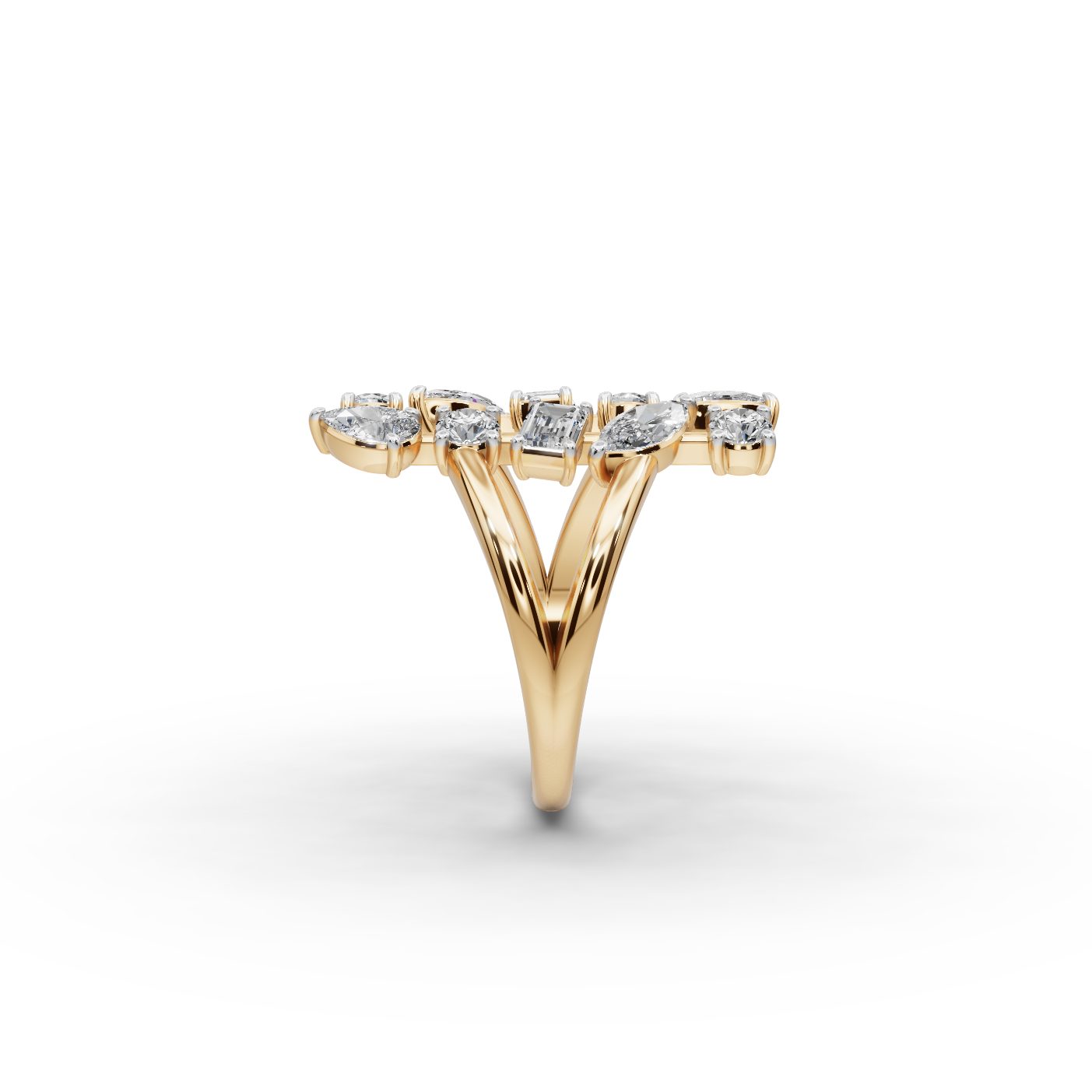 Serene Bloom Round Lab-Grown Diamond Cocktail Ring in yellow gold