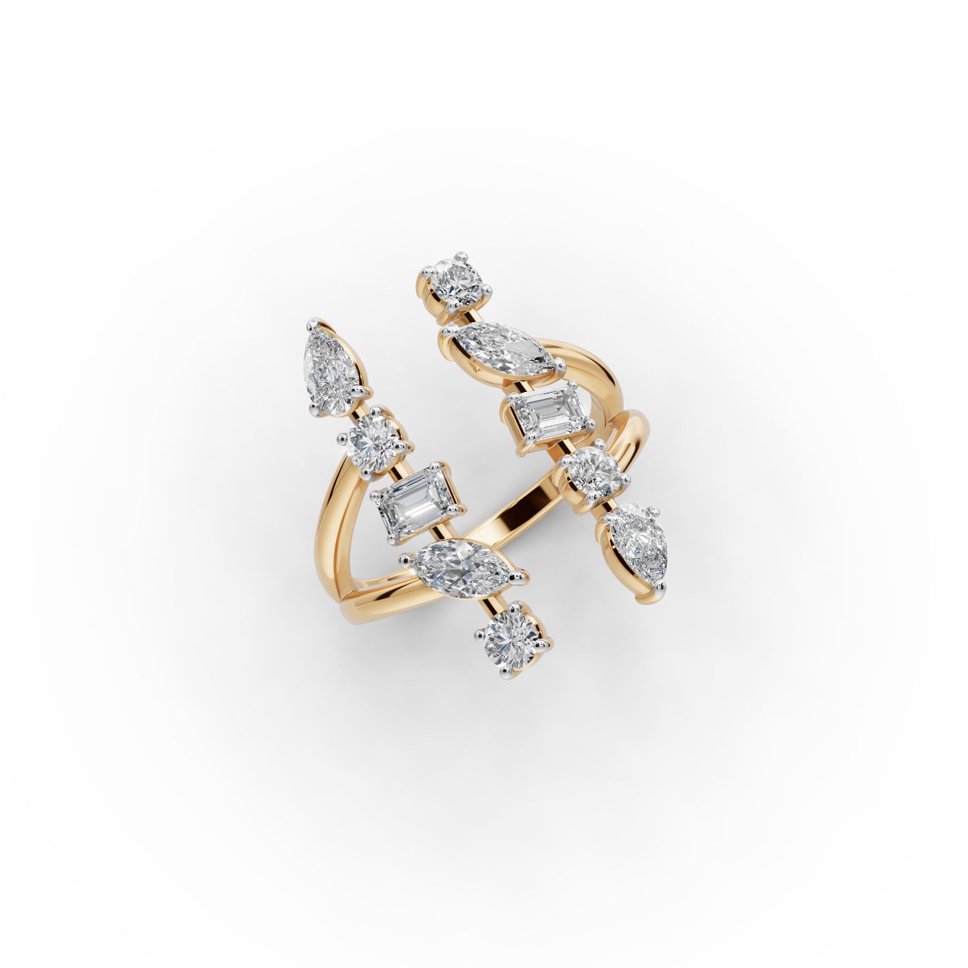 Serene Bloom Round Lab-Grown Diamond Cocktail Ring in yellow gold