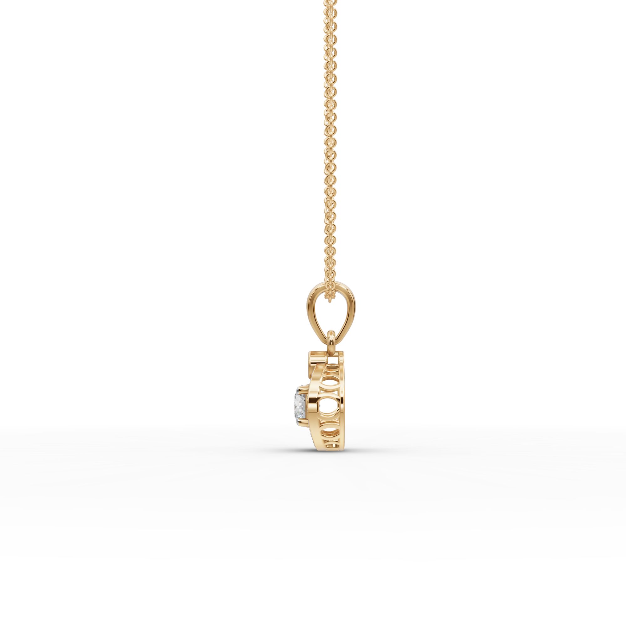 Brilliant Ember Round Lab-Grown Diamond Halo Pendant in yellow gold