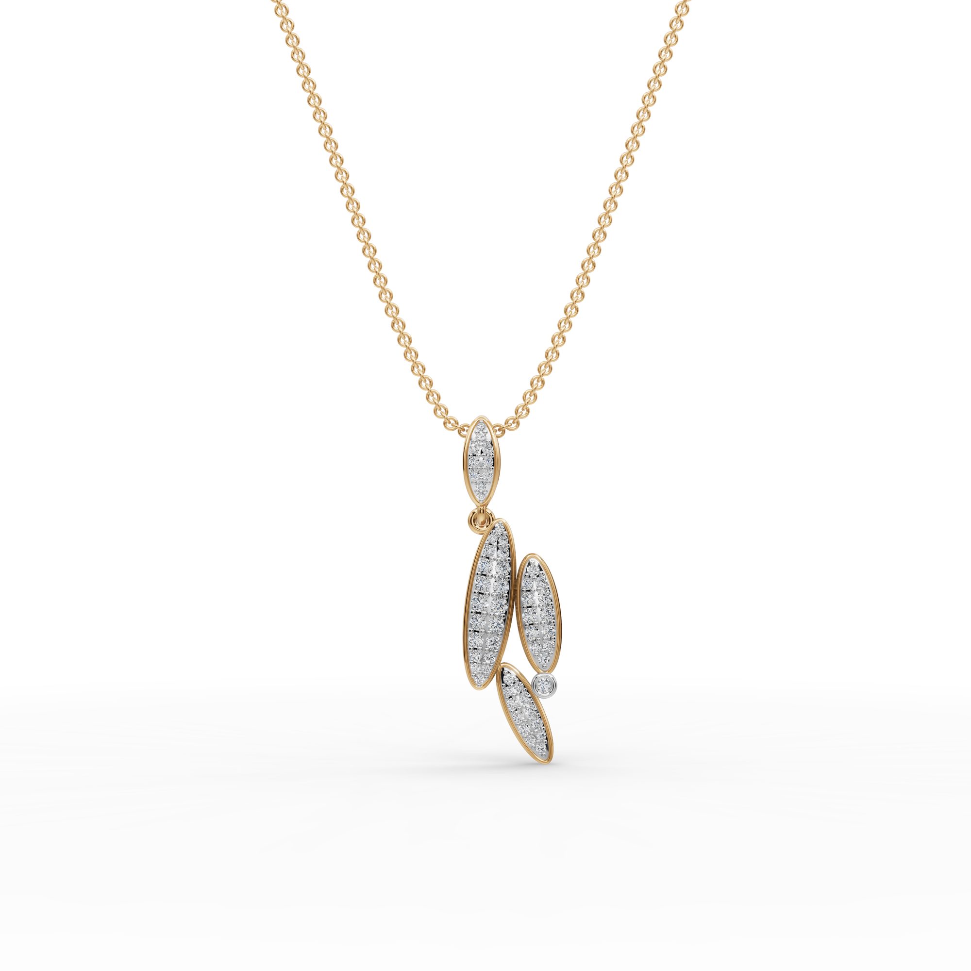 Morning Cascade Round Lab-Grown Diamond Cluster Pendant in yellow gold
