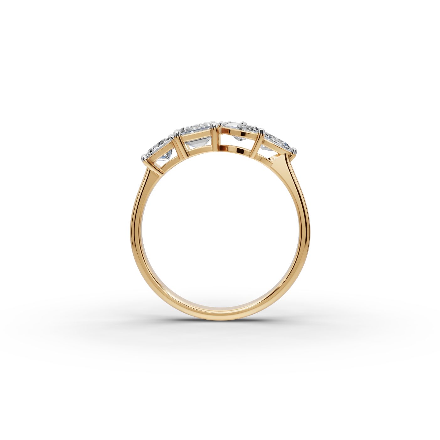 Serene Whisper Emerald Lab-Grown Diamond Bands Ring in yellow gold