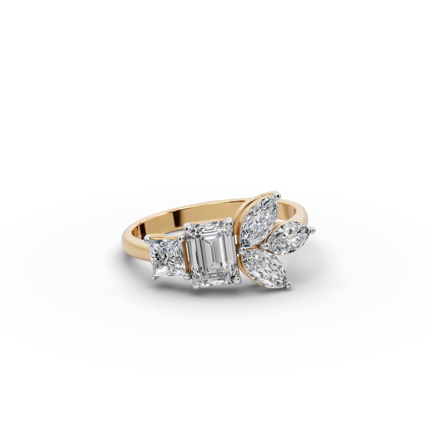 Serene Whisper Emerald Lab-Grown Diamond Bands Ring in yellow gold, set with lab-grown diamonds