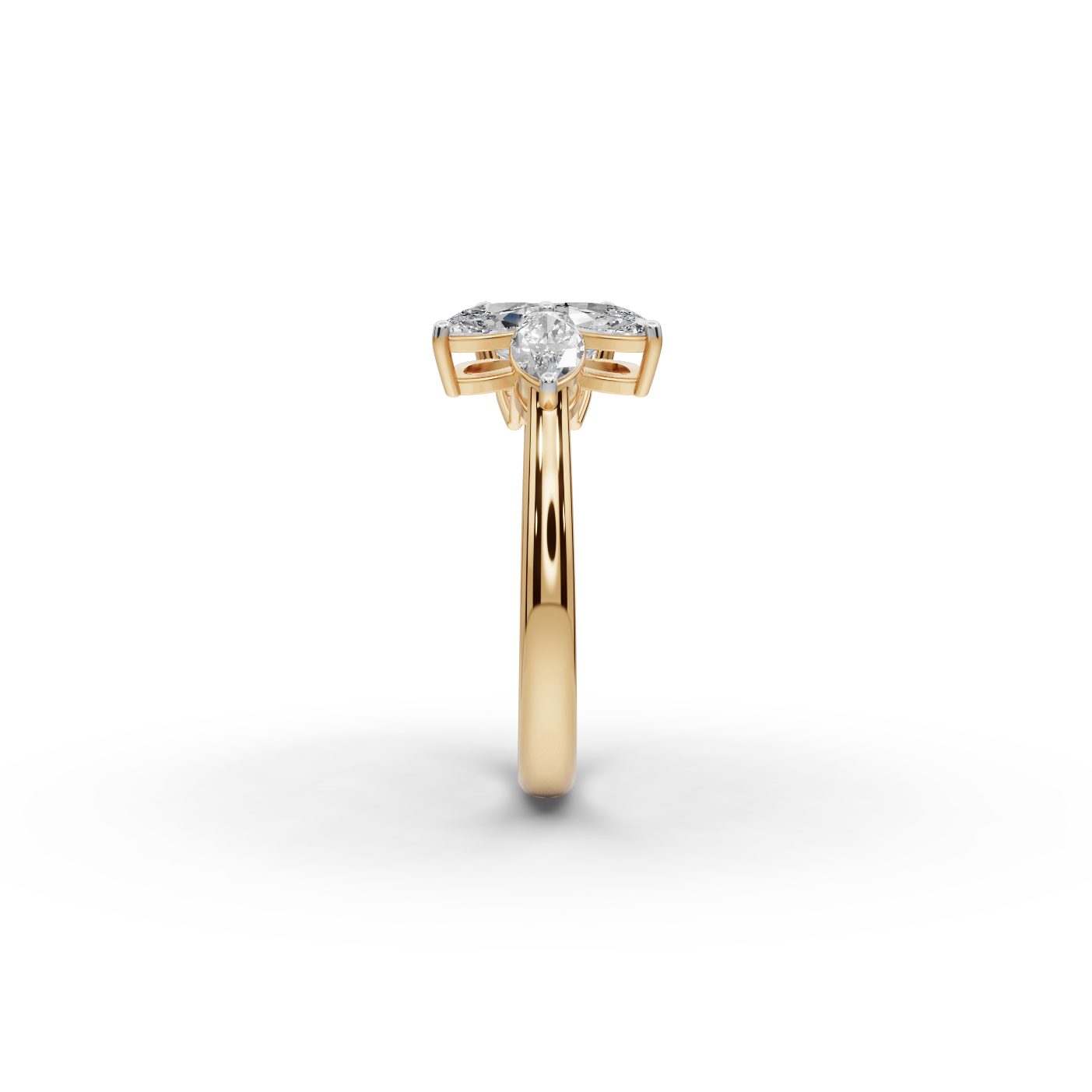 Serene Whisper Emerald Lab-Grown Diamond Bands Ring in yellow gold