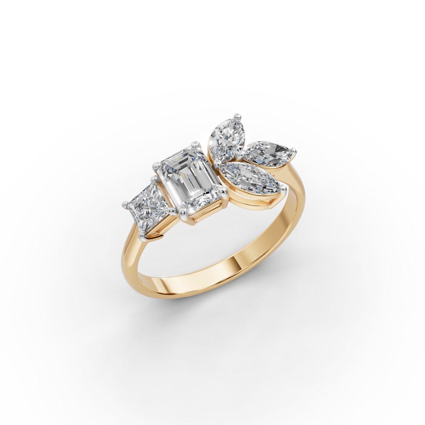 Serene Whisper Emerald Lab-Grown Diamond Bands Ring in yellow gold