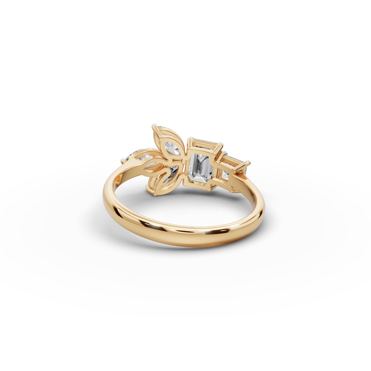Serene Whisper Emerald Lab-Grown Diamond Bands Ring in yellow gold