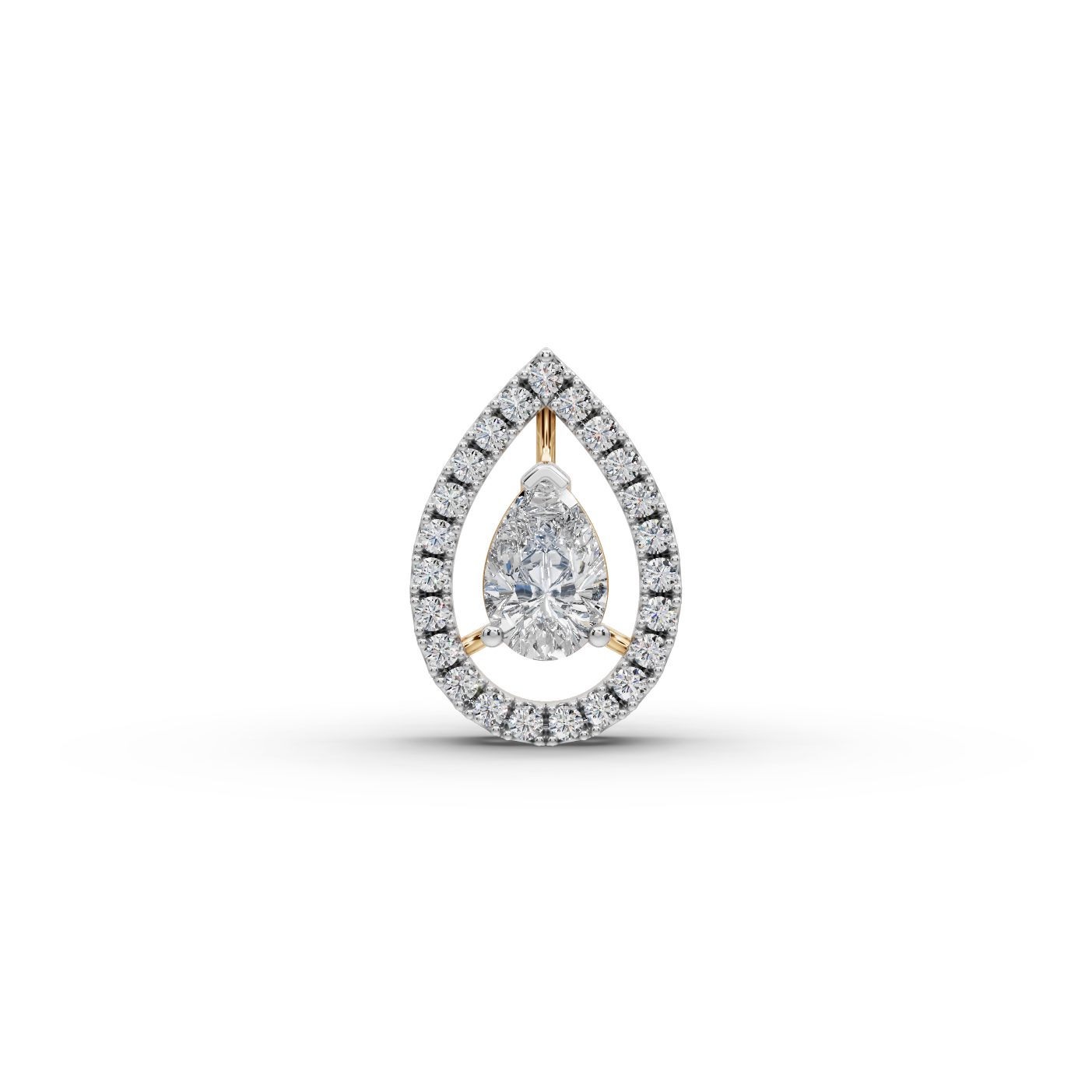 Graceful Aura Pear Lab-Grown Diamond Halo Pendant in yellow gold, set with lab-grown diamonds