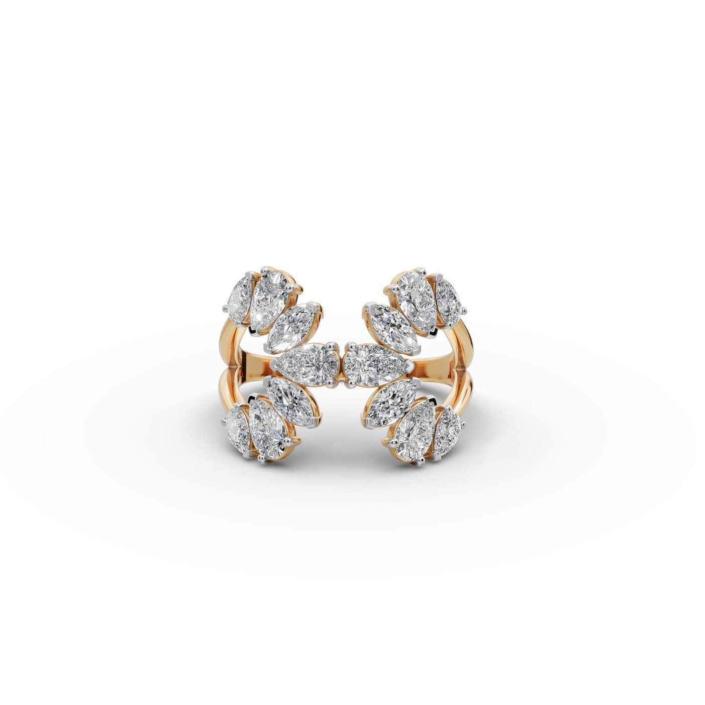 Elegant Ember Pear Lab-Grown Diamond Cocktail Ring in yellow gold, set with lab-grown diamonds