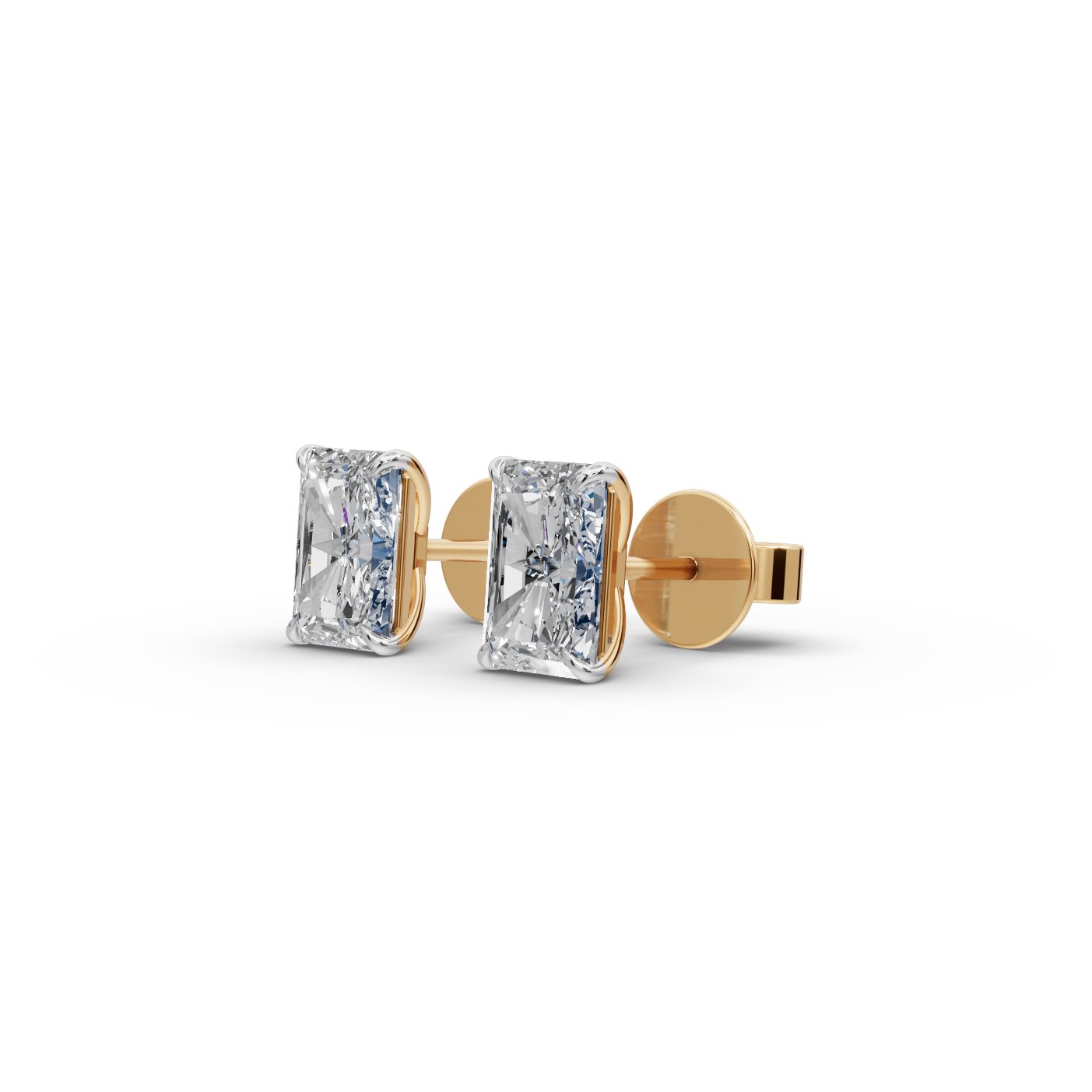 Luminous Trail Radiant Lab-Grown Diamond Studs Earring in yellow gold, set with lab-grown diamonds