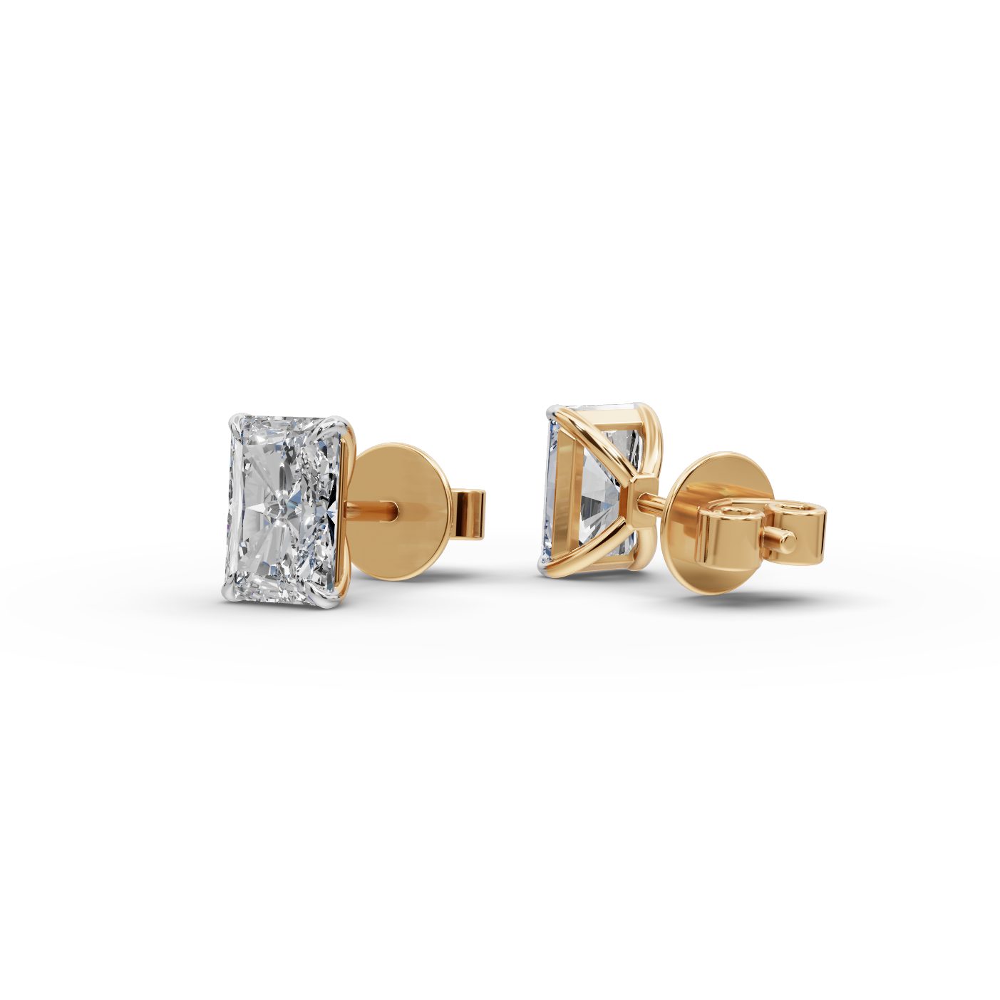 Luminous Trail Radiant Lab-Grown Diamond Studs Earring in yellow gold
