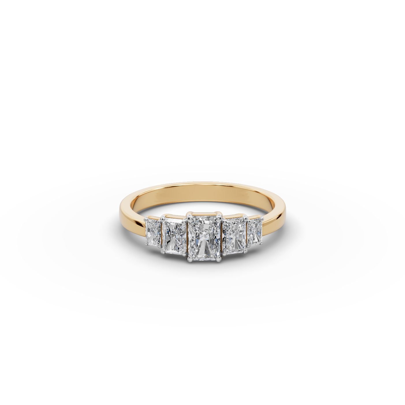 Midnight Ember Radiant Lab-Grown Diamond Five Stone Ring in yellow gold, set with lab-grown diamonds
