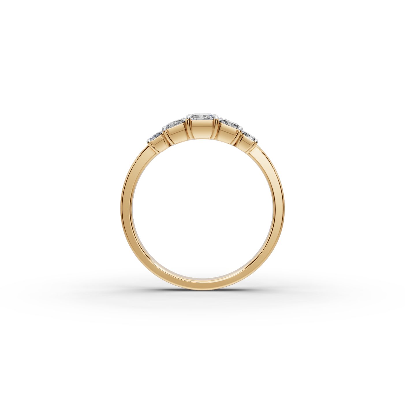 Midnight Ember Radiant Lab-Grown Diamond Five Stone Ring in yellow gold
