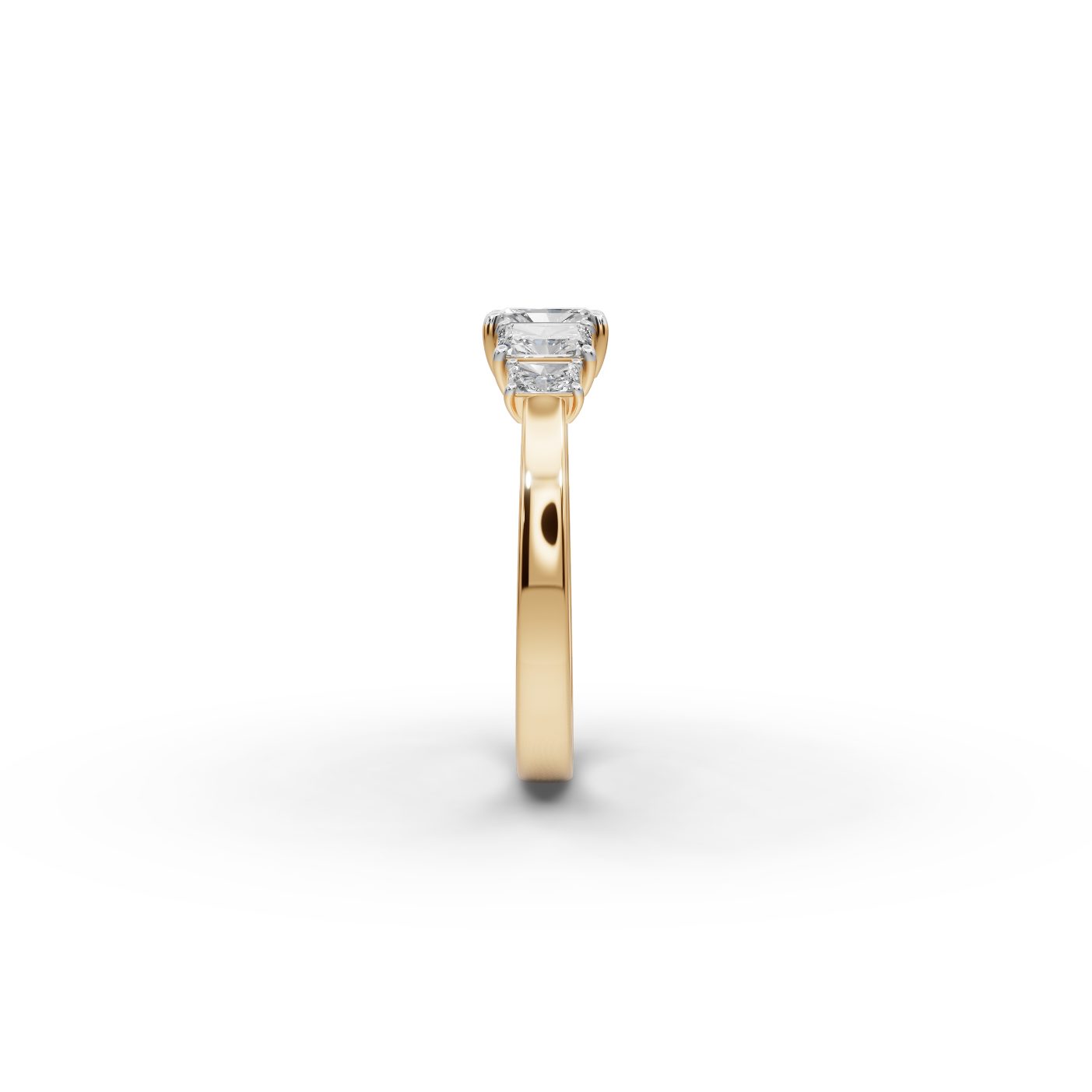Midnight Ember Radiant Lab-Grown Diamond Five Stone Ring in yellow gold