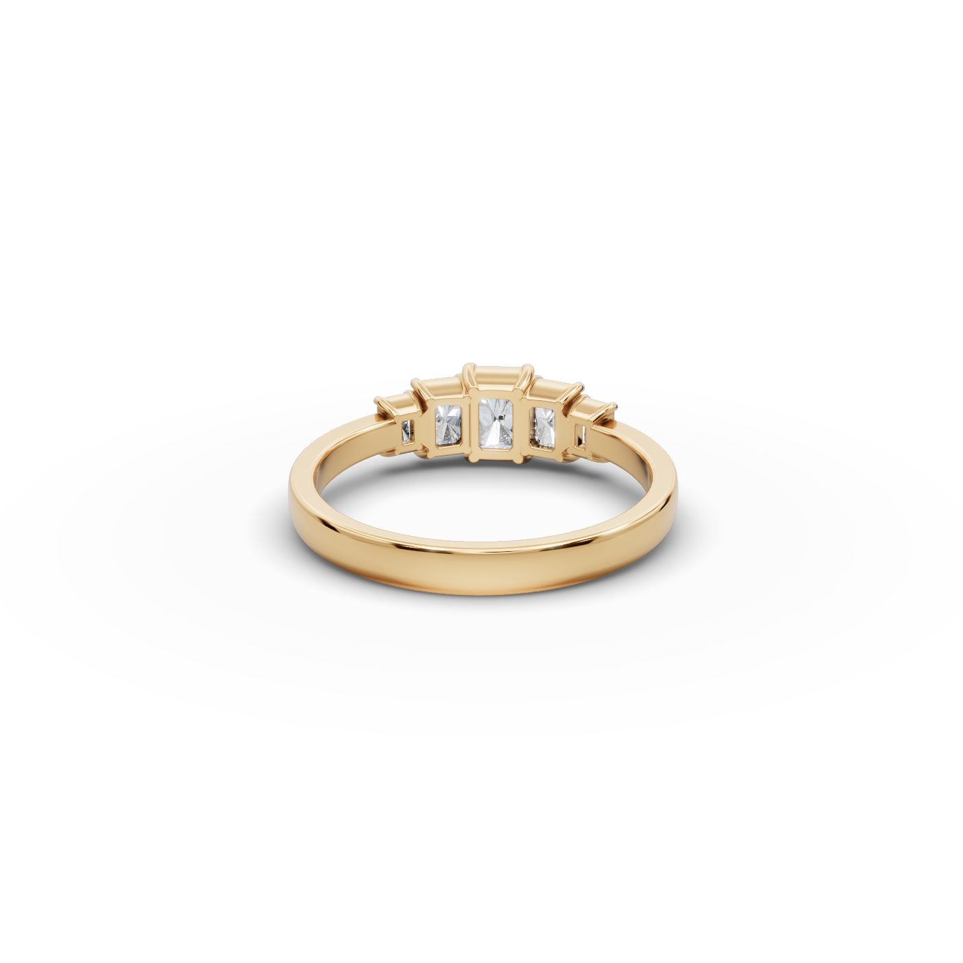 Midnight Ember Radiant Lab-Grown Diamond Five Stone Ring in yellow gold