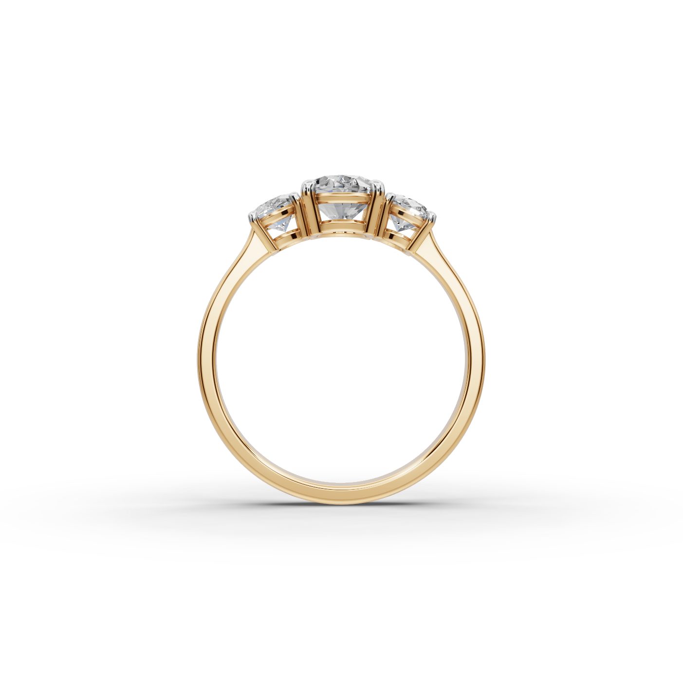 Royal Aura Oval Lab-Grown Diamond Three Stone Ring in yellow gold