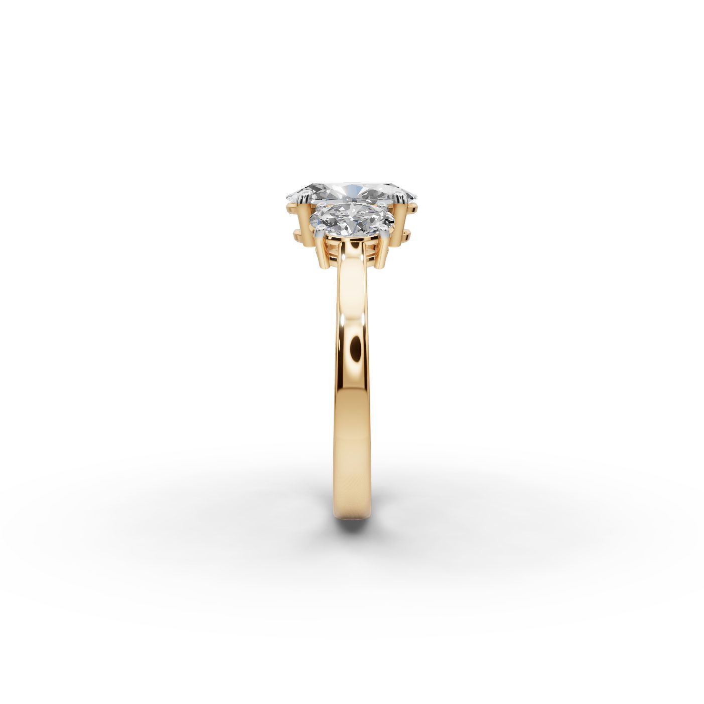 Royal Aura Oval Lab-Grown Diamond Three Stone Ring in yellow gold