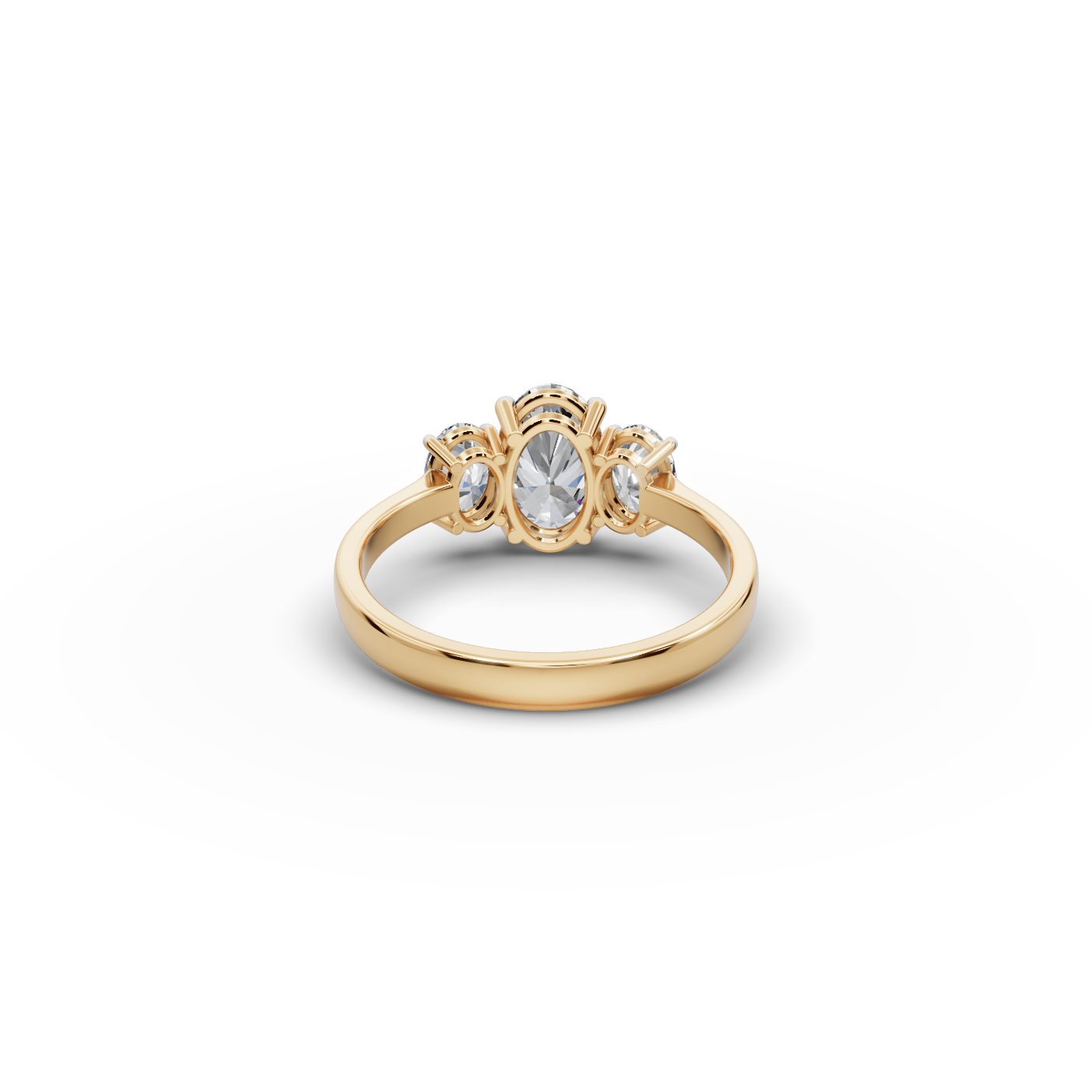 Royal Aura Oval Lab-Grown Diamond Three Stone Ring in yellow gold
