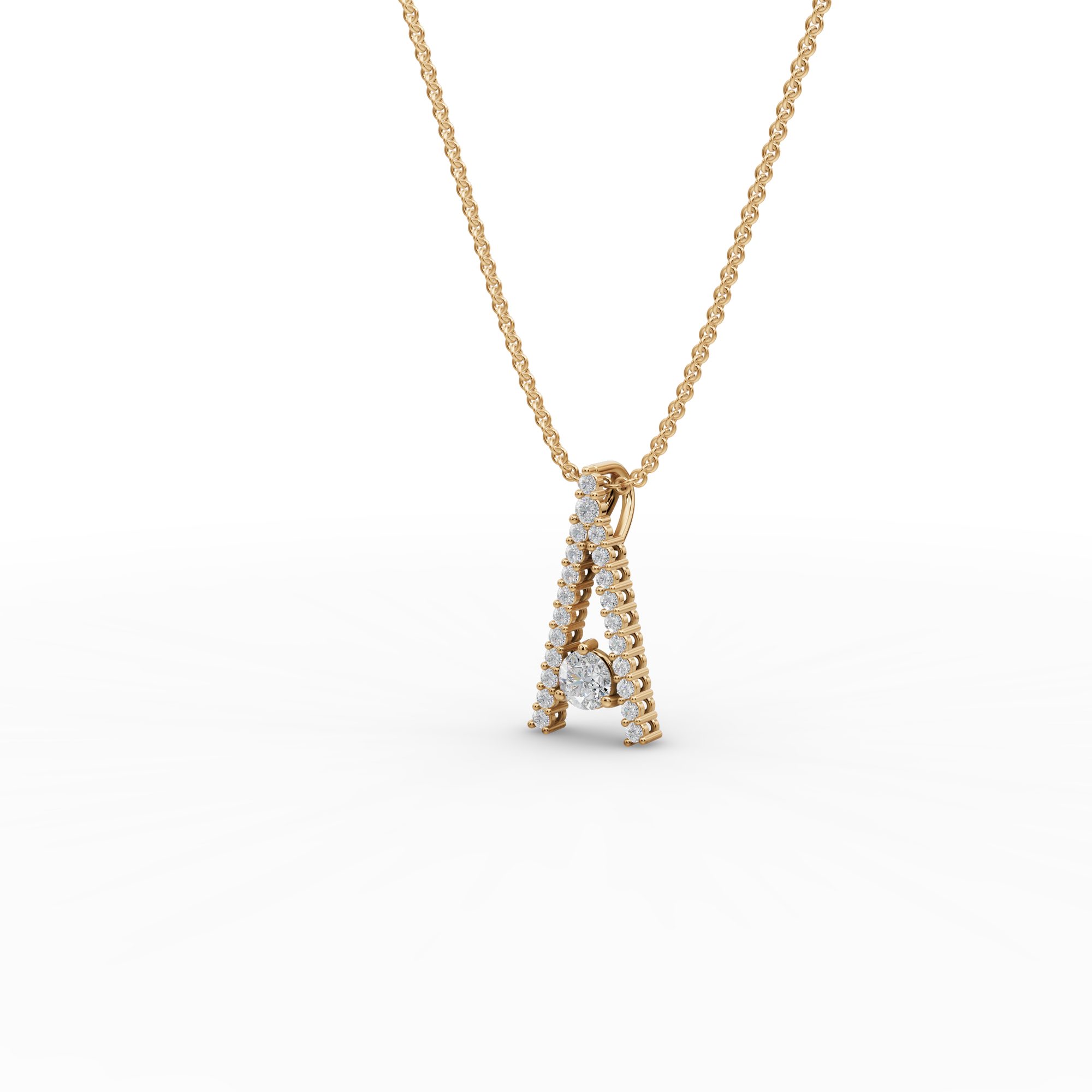 Celestial Whisper Letter A Lab-Grown Diamond Pendant in yellow gold