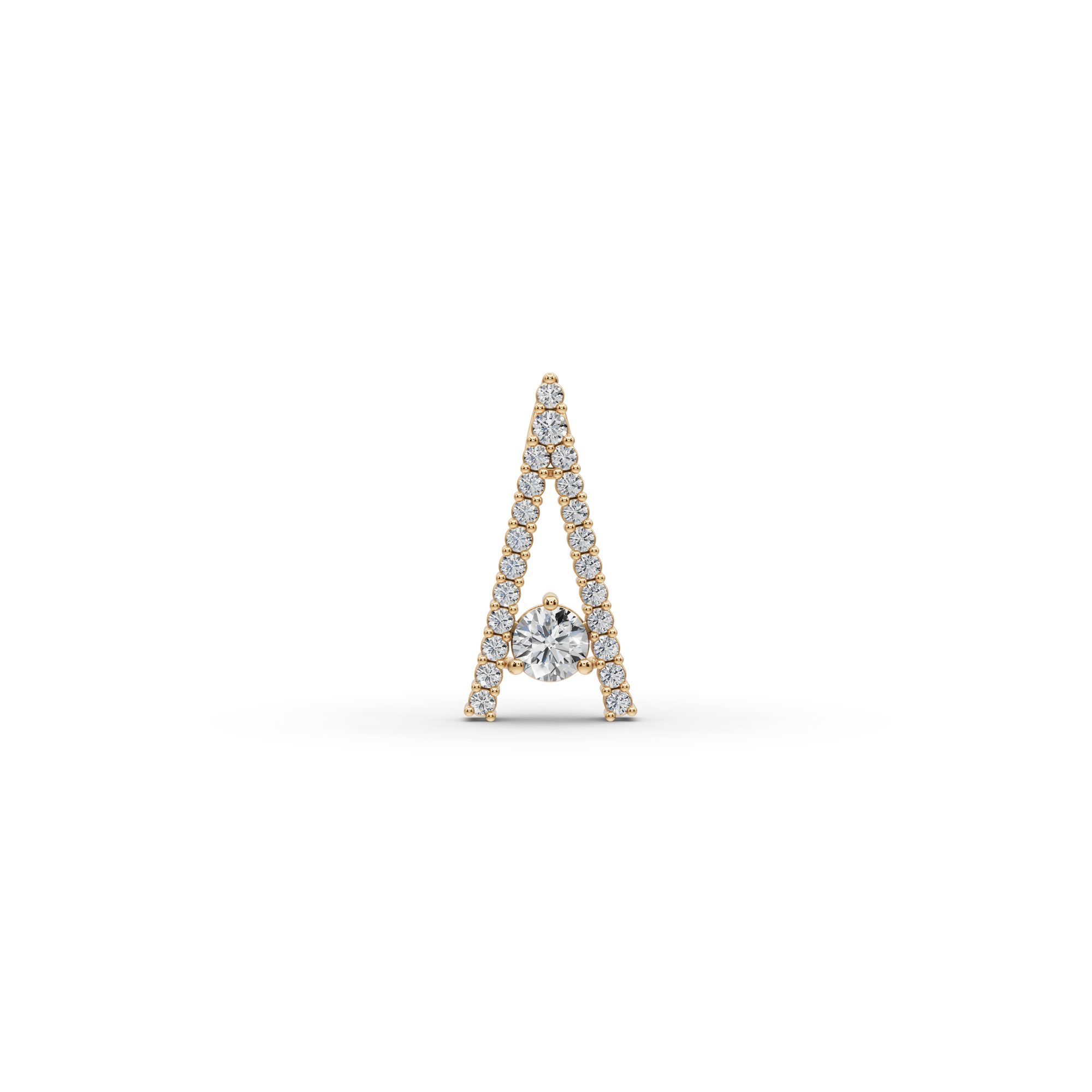 Celestial Whisper Letter A Lab-Grown Diamond Pendant in yellow gold, set with lab-grown diamonds