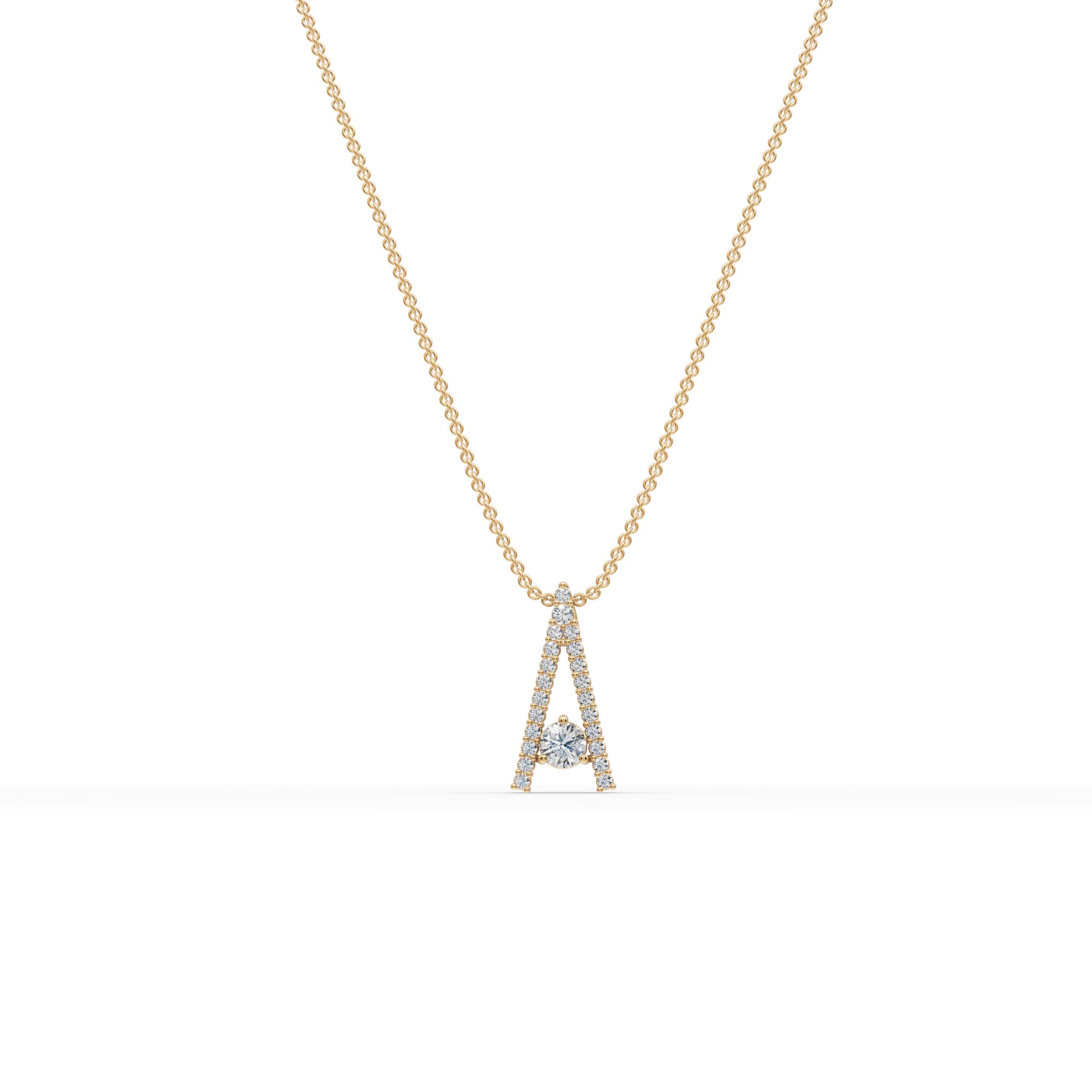 Celestial Whisper Letter A Lab-Grown Diamond Pendant in yellow gold