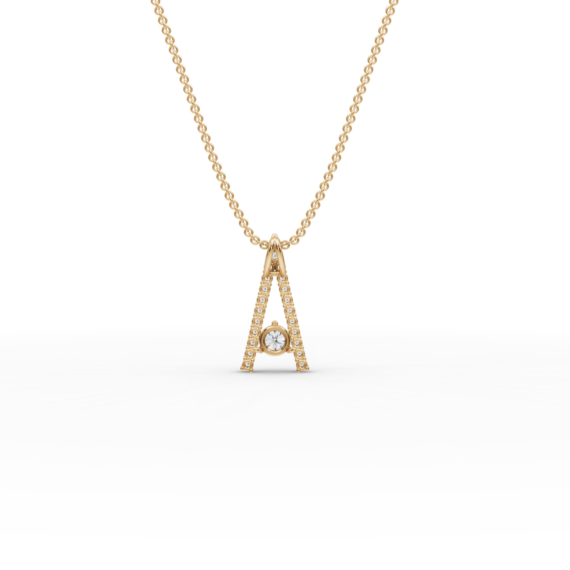 Celestial Whisper Letter A Lab-Grown Diamond Pendant in yellow gold
