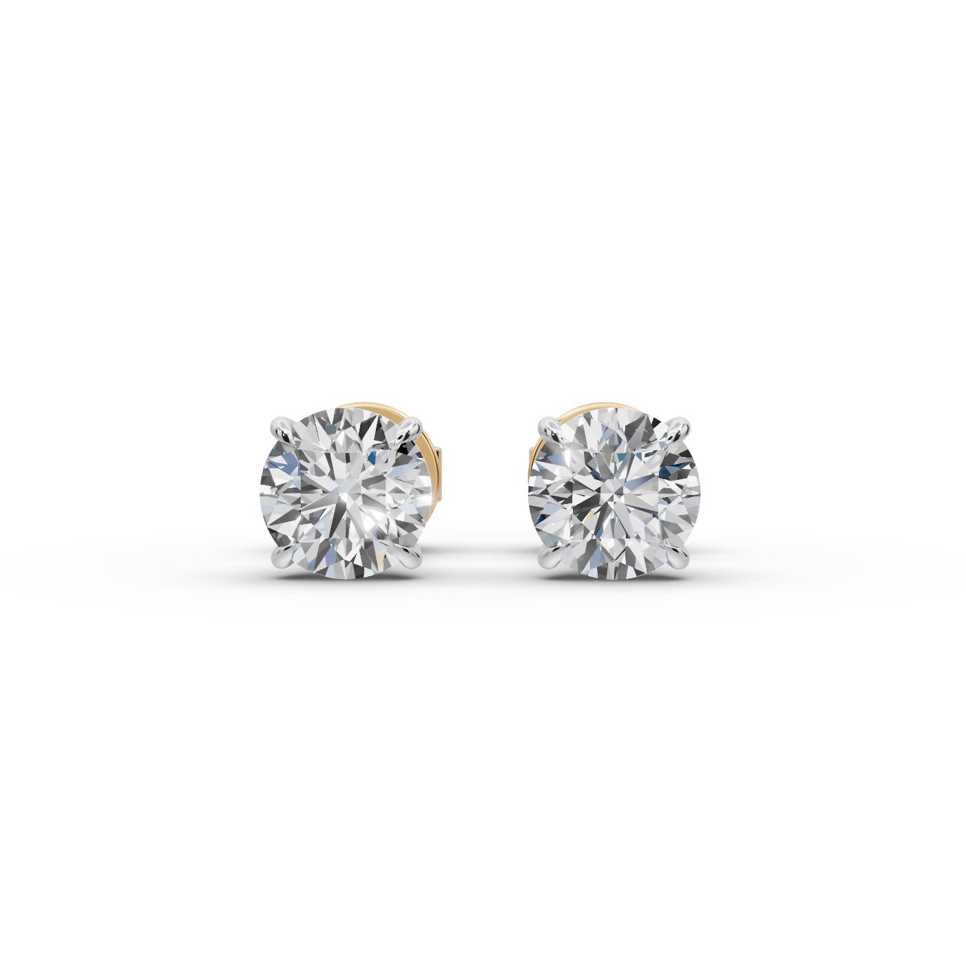 Radiant Aura Round Lab-Grown Diamond Studs Earring in yellow gold