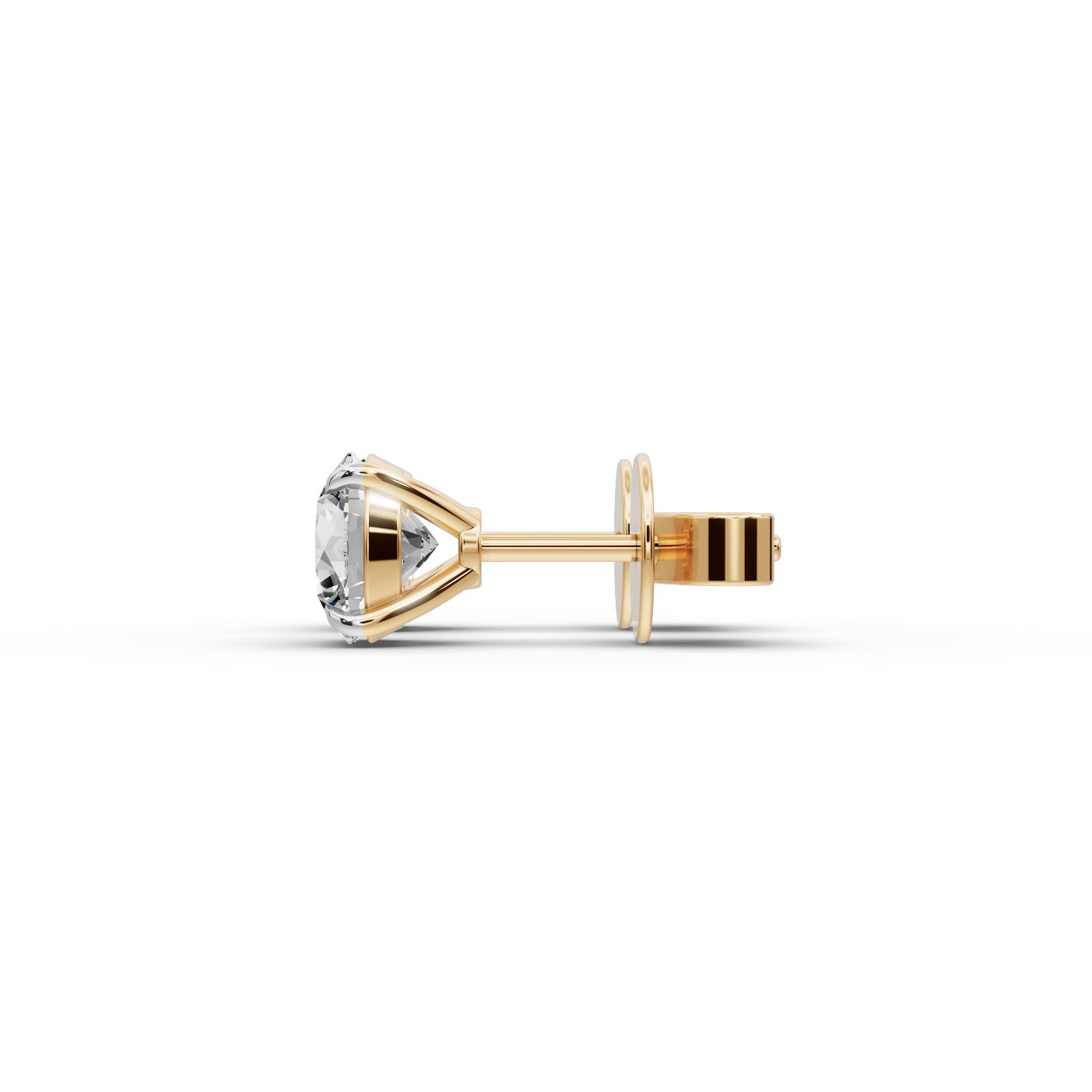 Radiant Aura Round Lab-Grown Diamond Studs Earring in yellow gold