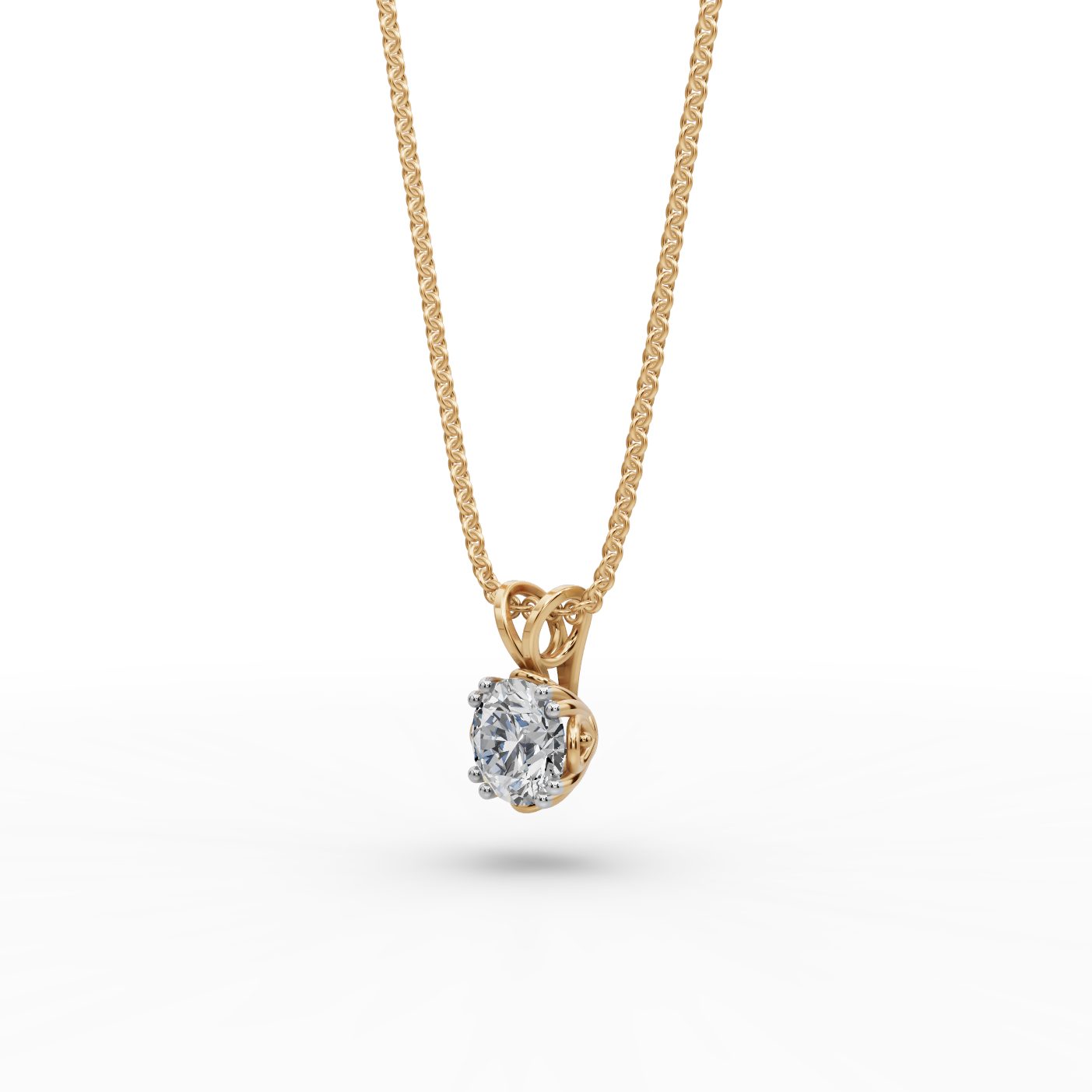Golden Aura Round Lab-Grown Diamond Solitaire Pendant in yellow gold