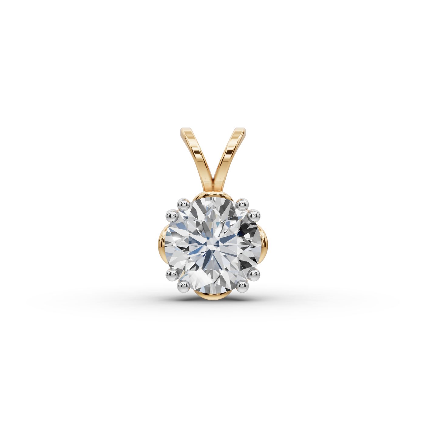 Golden Aura Round Lab-Grown Diamond Solitaire Pendant in yellow gold, set with lab-grown diamonds
