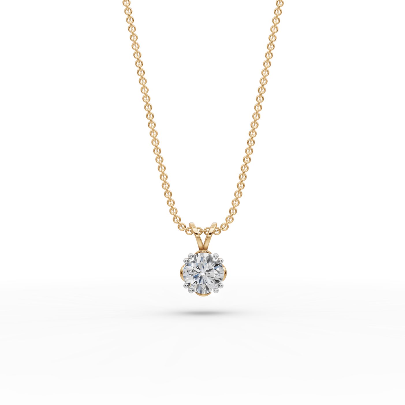 Golden Aura Round Lab-Grown Diamond Solitaire Pendant in yellow gold