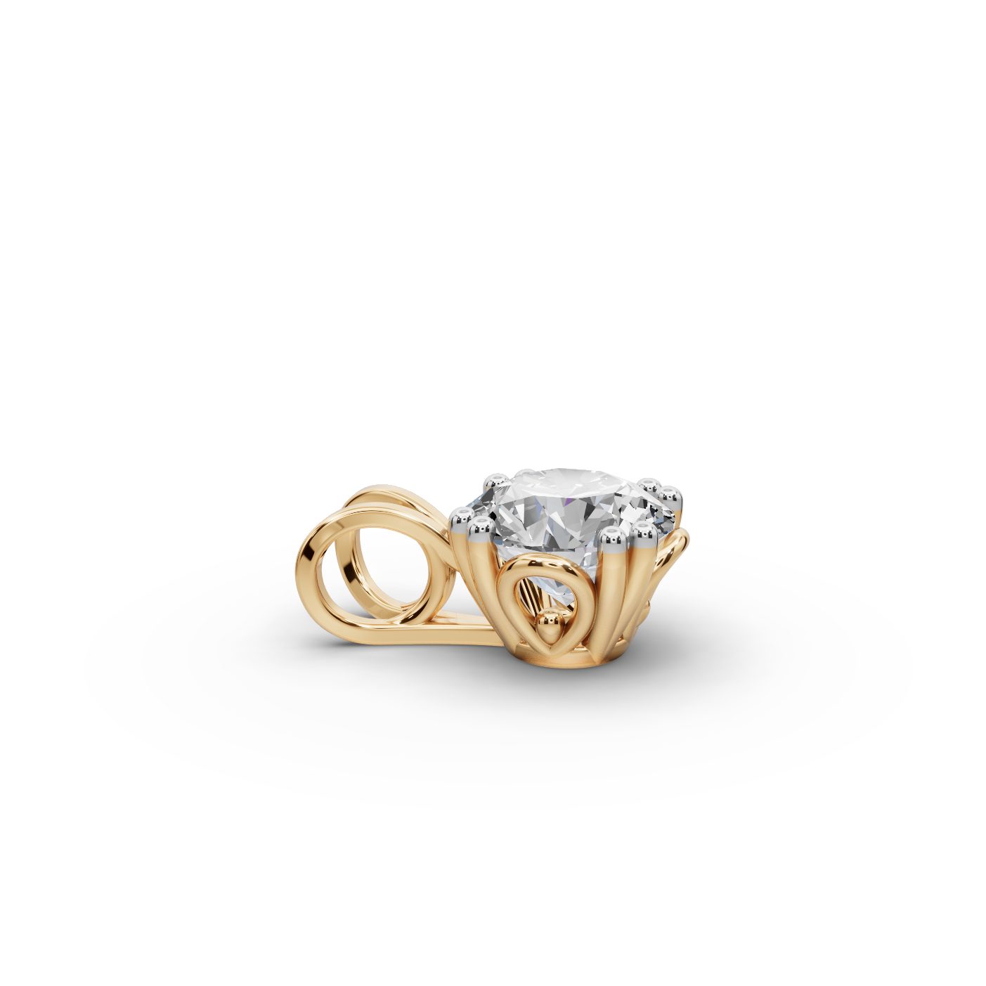 Golden Aura Round Lab-Grown Diamond Solitaire Pendant in yellow gold