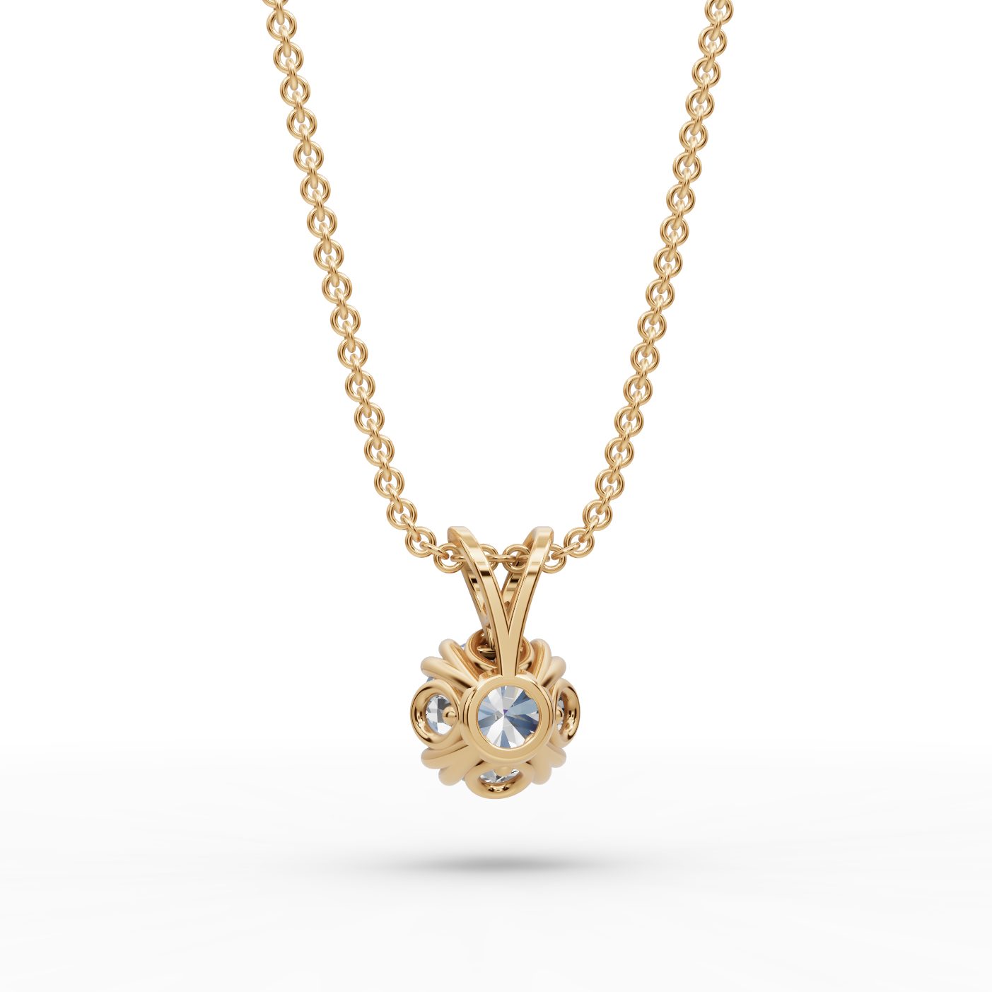 Golden Aura Round Lab-Grown Diamond Solitaire Pendant in yellow gold