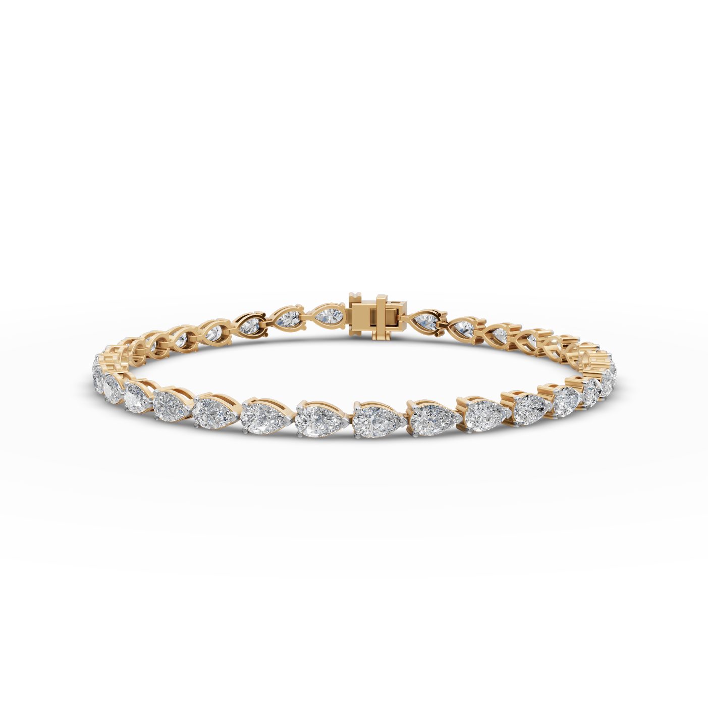 Enduring Glow Pear Lab-Grown Diamond Tennis Bracelet in yellow gold, set with lab-grown diamonds