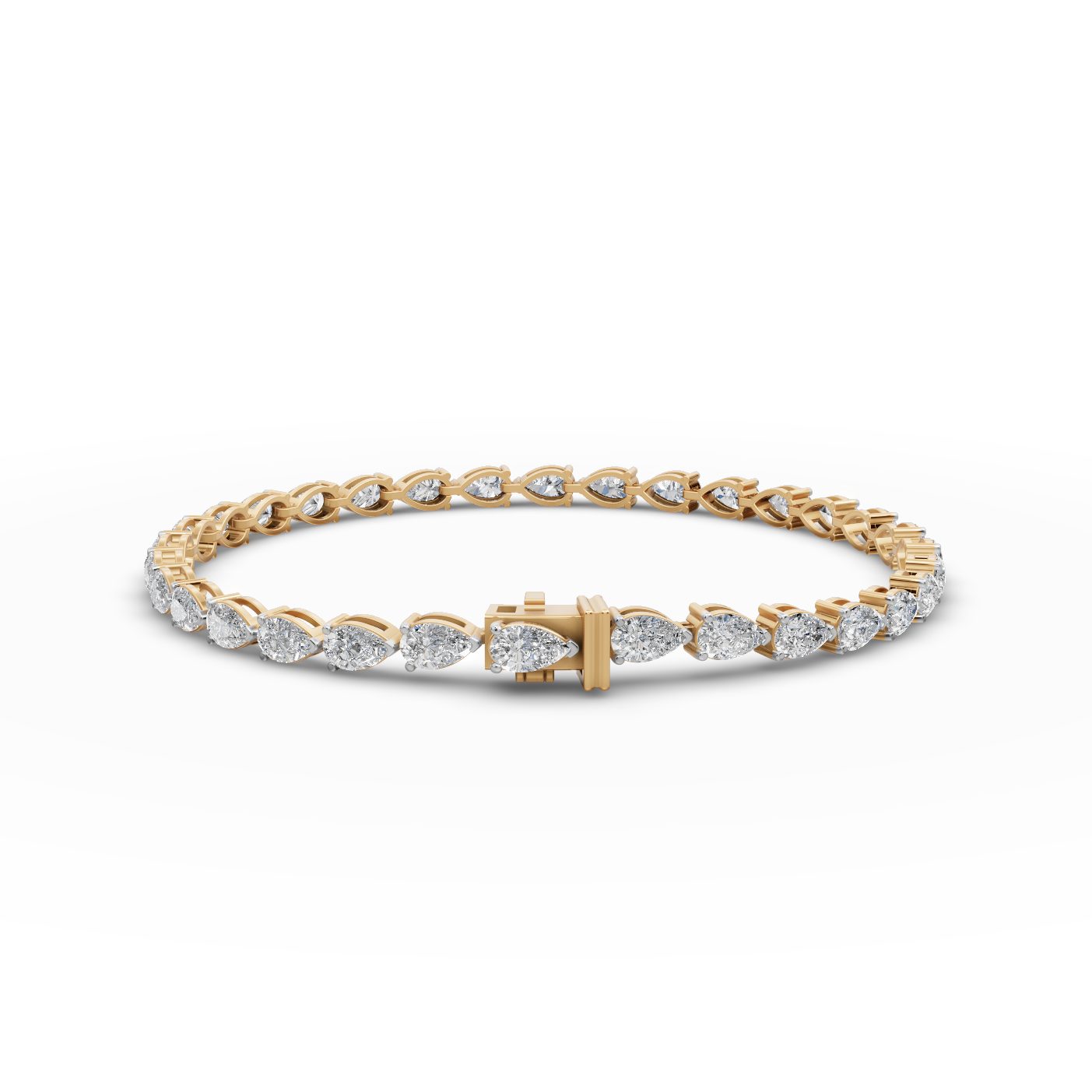 Enduring Glow Pear Lab-Grown Diamond Tennis Bracelet in yellow gold
