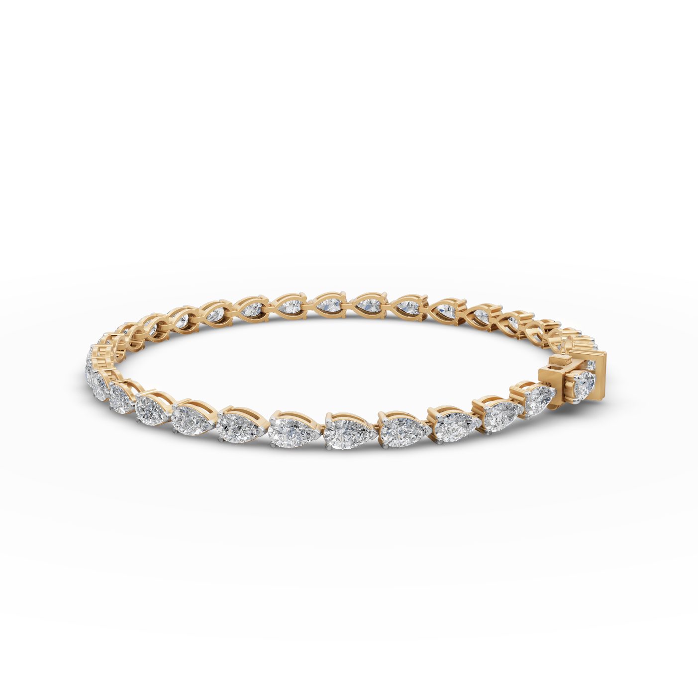 Enduring Glow Pear Lab-Grown Diamond Tennis Bracelet in yellow gold