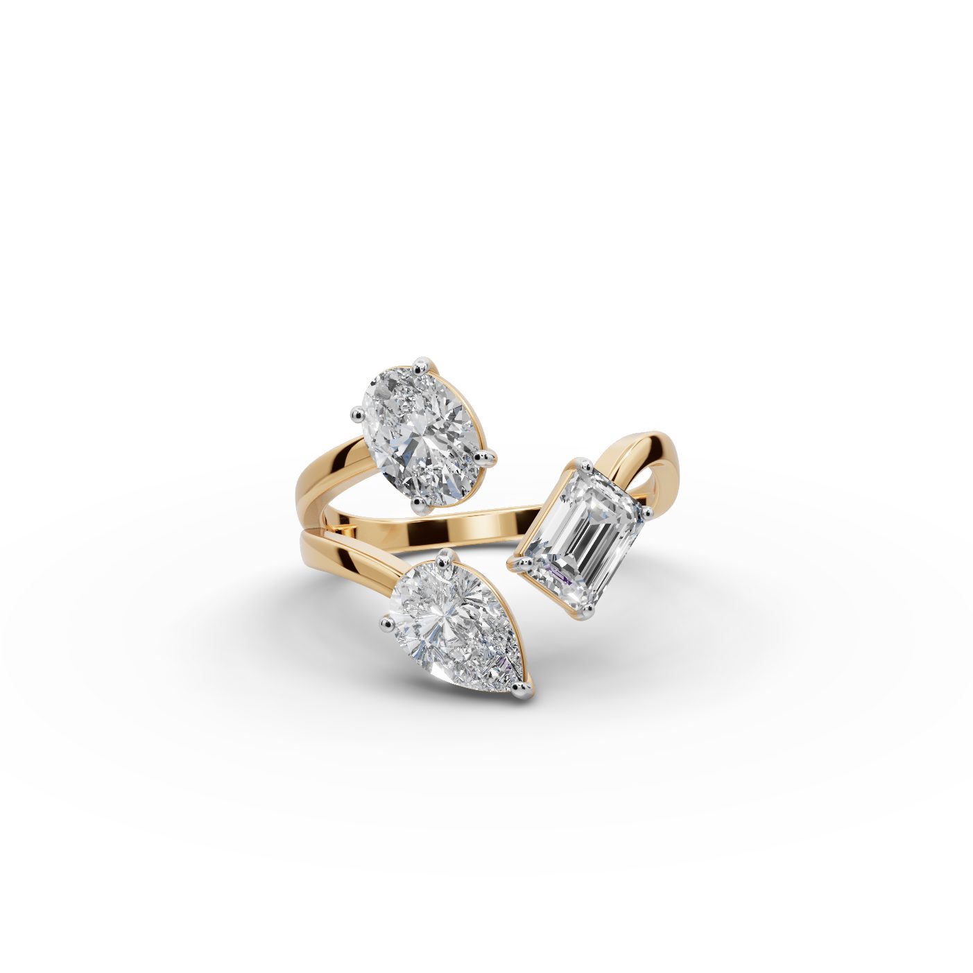 Radiant Sparkle Pear Lab-Grown Diamond Cocktail Ring in yellow gold, set with lab-grown diamonds