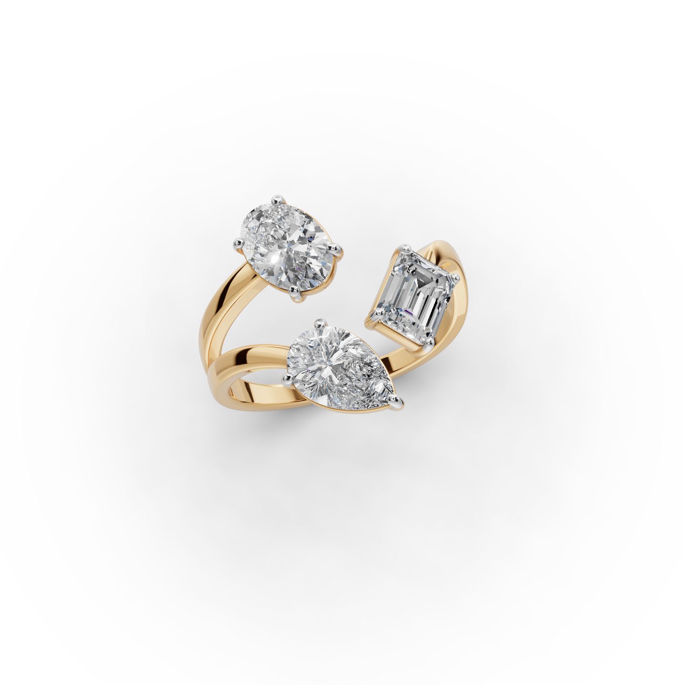 Radiant Sparkle Pear Lab-Grown Diamond Cocktail Ring in yellow gold