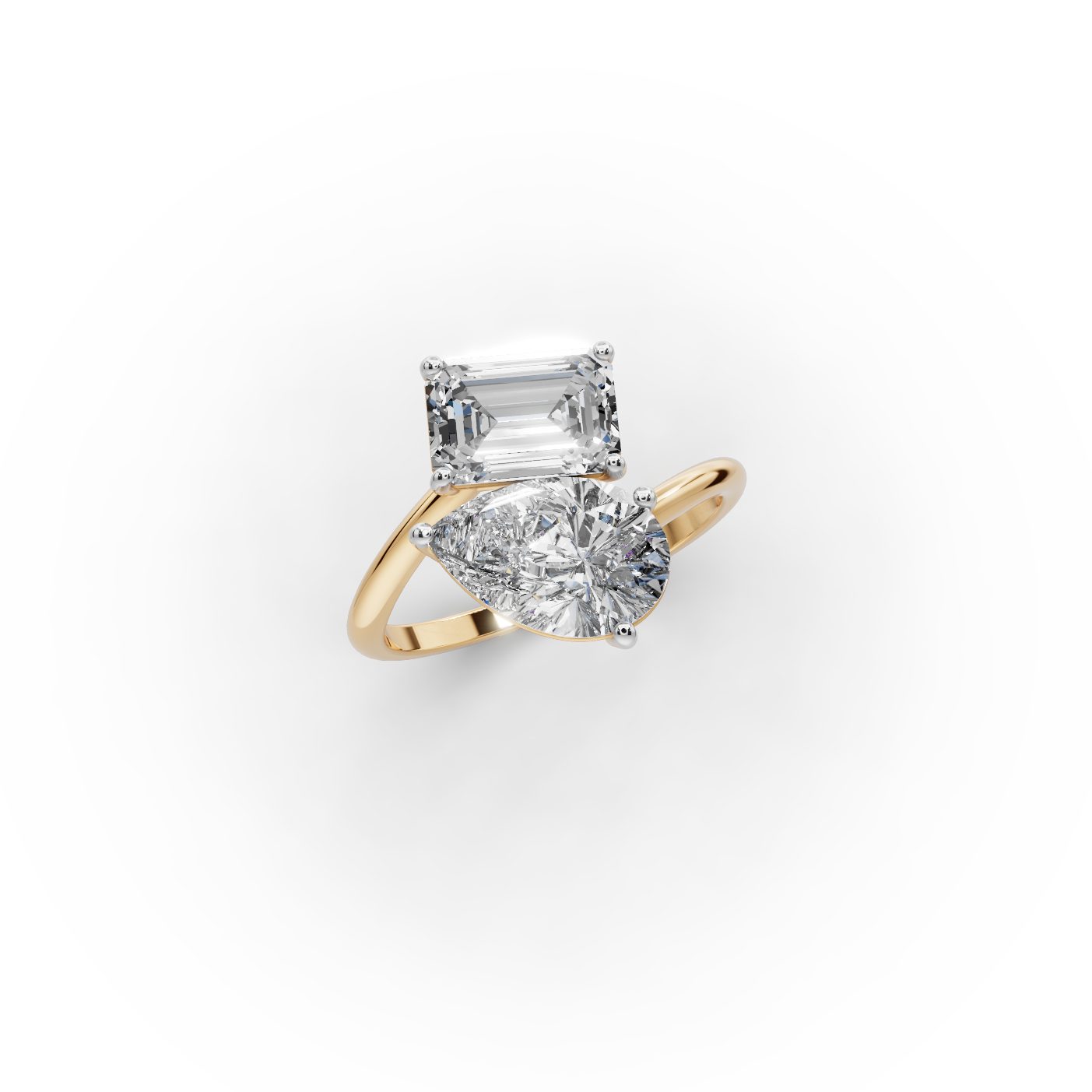 Regal Dew Pear Lab-Grown Diamond Two Stone Toi Et Moi in yellow gold