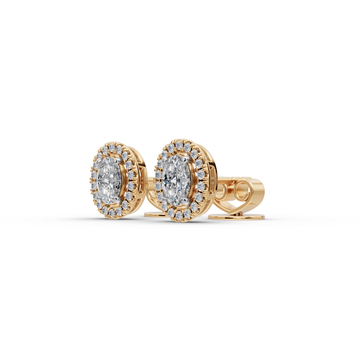 Golden Bloom Oval Lab-Grown Diamond Studs Earring in yellow gold
